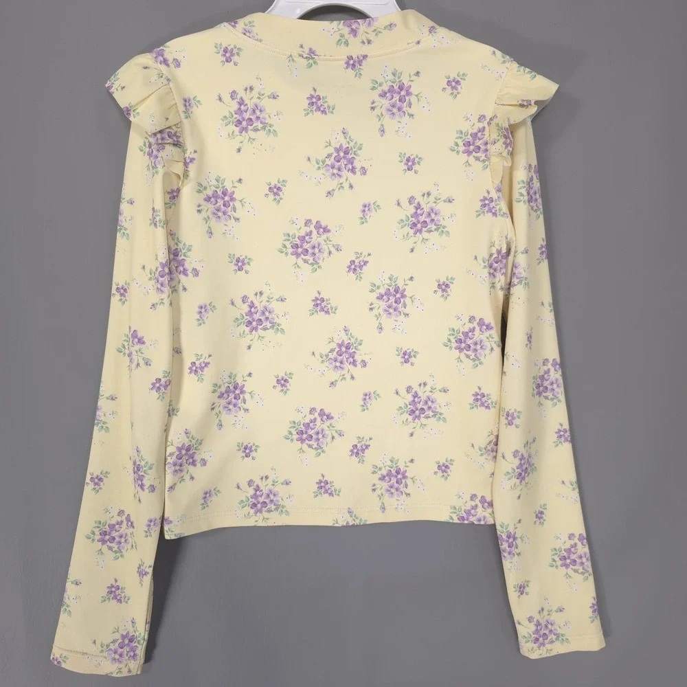 JANIE AND‎ JACK Girls Ruffle Long Sleeve Floral Rash Guard Bathing Swim Top 7